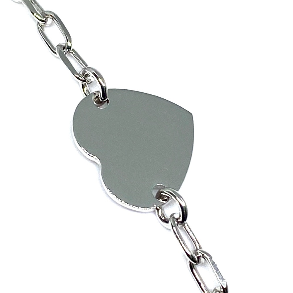 Sterling Silver 925 Rhodium Plated Heart Bracelet